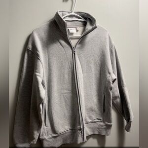 Oversize Women's Zip-Up Sweatshirt Jacket — Light Gray